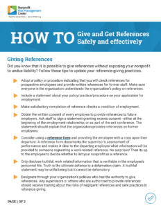 Giving Reference How To: Give and Get References | Nonprofit Risk Management Center